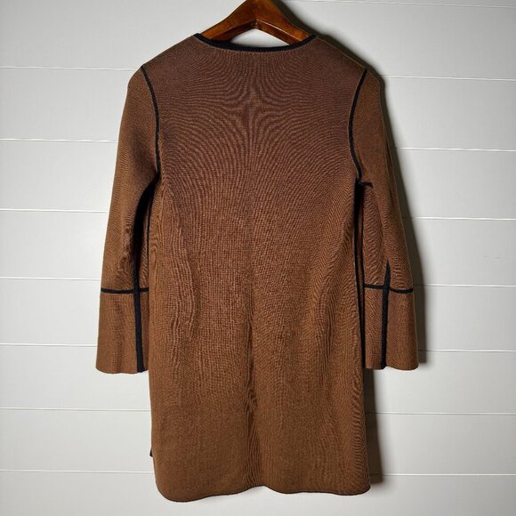 Black/Camel Reversible Open Cardigan Sweater Split Sleeves - Picture 7 of 10